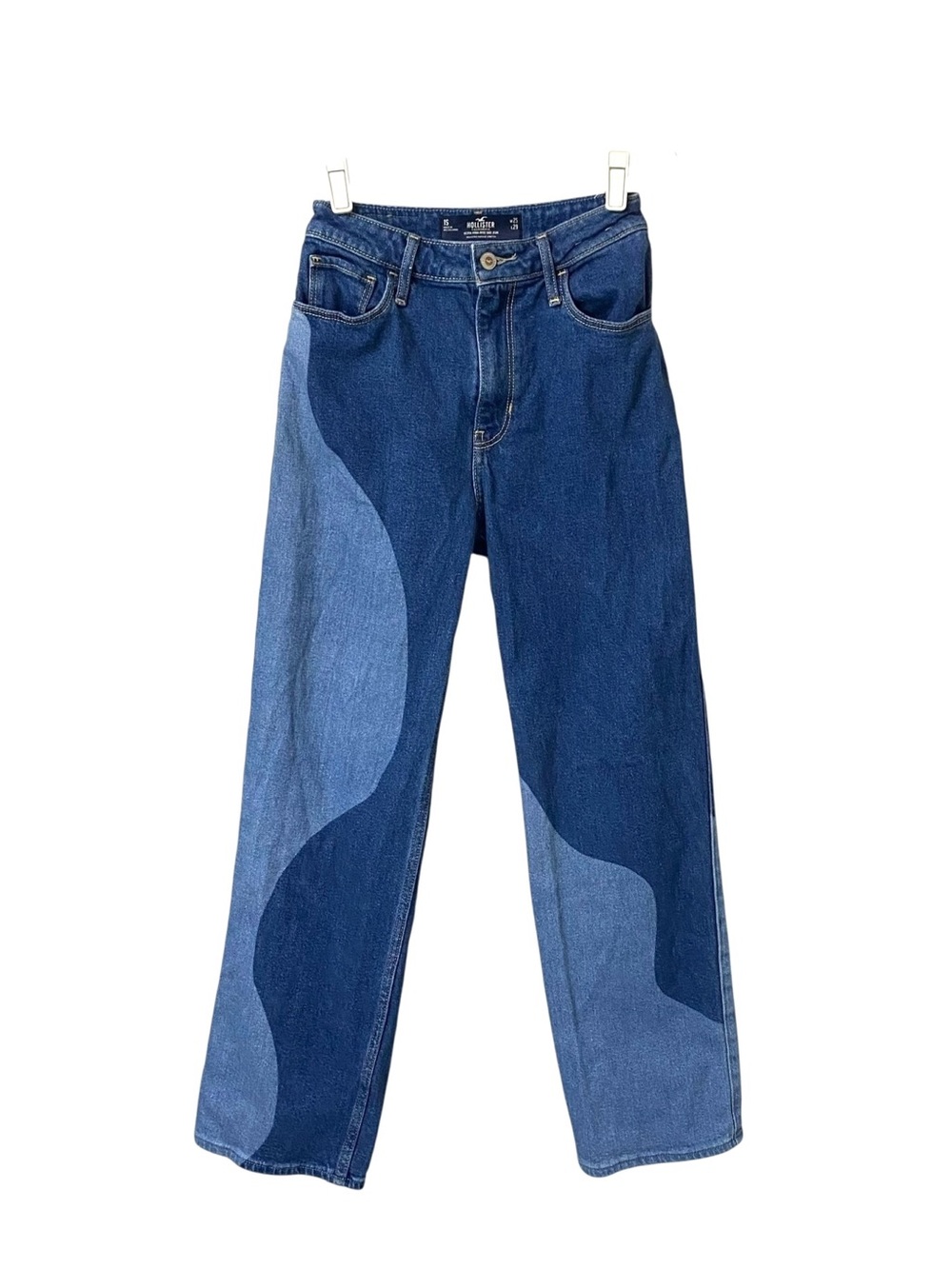 Hollister ultra high rise dad jeans wavy colorblock pattern vintage stretch 25
